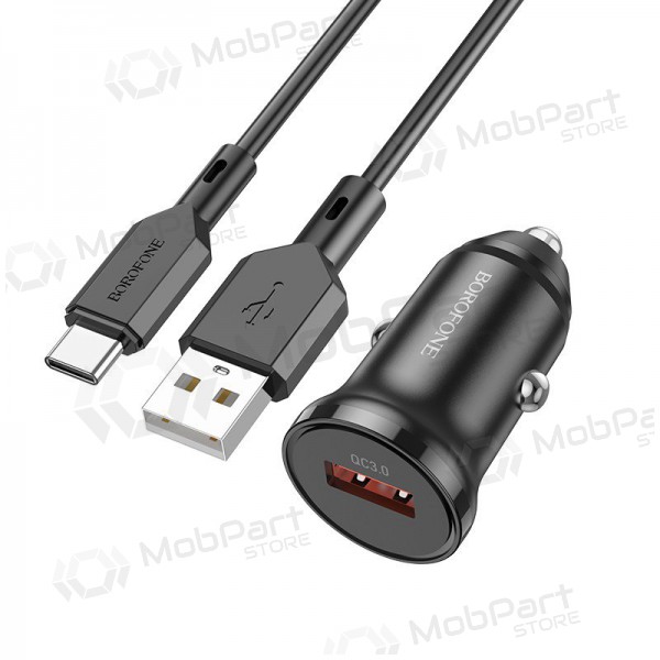 Laddare automobilinis Borofone BZ18 Quick Charge 3.0 18W + Type-C (svart)