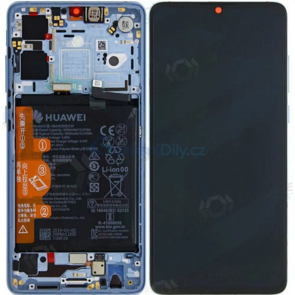 Huawei P30 (new version 2021) skärm (Breathing Crystal) (med ram och batteri) (service pack) (original)
