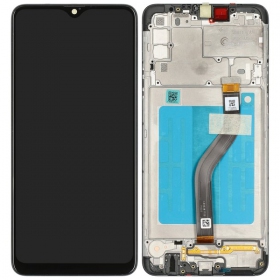 Samsung Galaxy A20s skärm (svart) (med ram) (original)