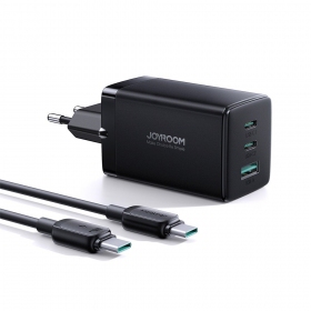 Laddare buitinis Joyroom GaN JR-TCG01 2xUSB-C/USB-A 65W + USB-C cable 1.2m svart