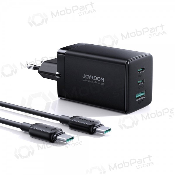 Laddare buitinis Joyroom GaN JR-TCG01 2xUSB-C/USB-A 65W + USB-C cable 1.2m svart