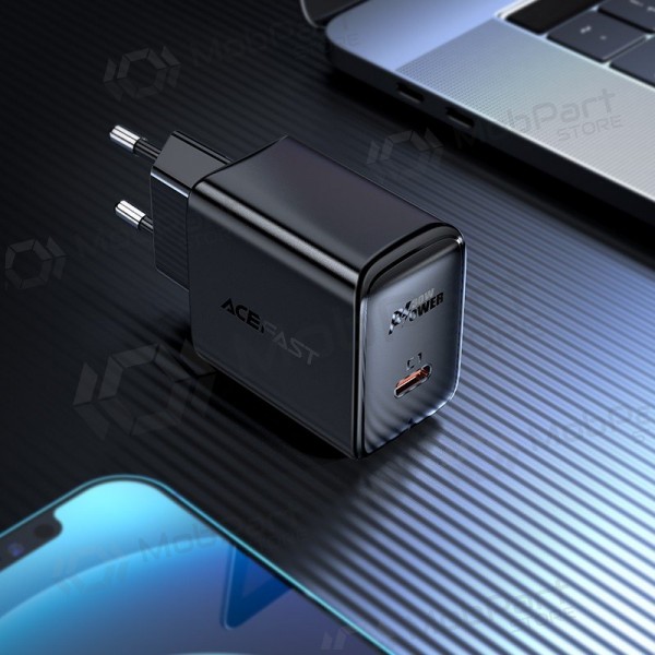 Laddare buitinis Acefast A21 30W GaN USB-C svart