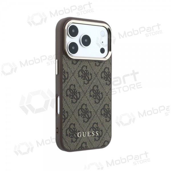 Apple iPhone 18 Pro Max fodral - Guess PU Leather 4G Gold Frame MagSafe (brun)