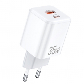 Laddare Awei PD66-EU GaN 35W USB-A/USB-C vit