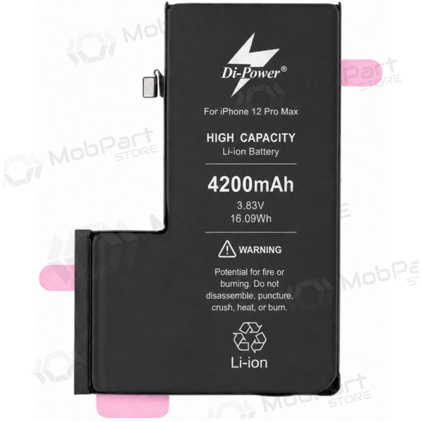 Akumuliatorius "Di-Power" (ökad volym) avsedd iPhone 12 Pro Max 4200mAh