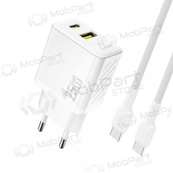 Telefonladdare Dudao A26TC 25 W GaN USB-C + USB-A med USB-C-kabel 1 m vit