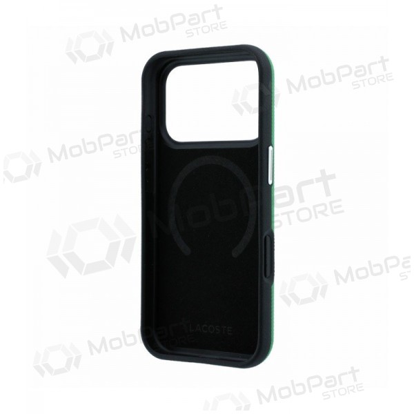 Apple iPhone 18 Pro fodral - Lacoste PVC Petit Pique Semi Wrap Embossed MagSafe (grön)