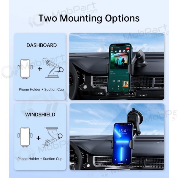 Automobilinis laikiklis-laddare Choetech T203-F 15W Gravity Car Charger Holder svart