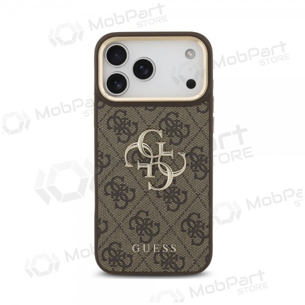 Apple iPhone 18 Pro Max fodral - Guess PU Leather 4G Metal Logo Gold Frame (brun)