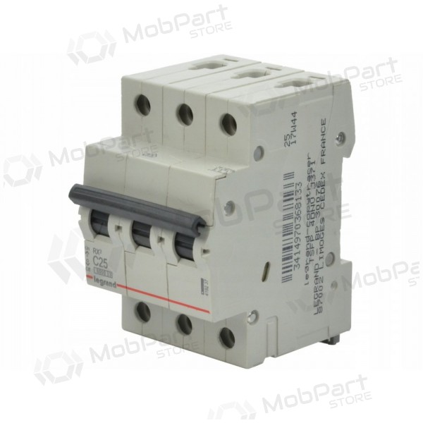 Dvärgbrytare MCB RX3 Legrand 419237 (25A, 3P, 400V, 6kA)