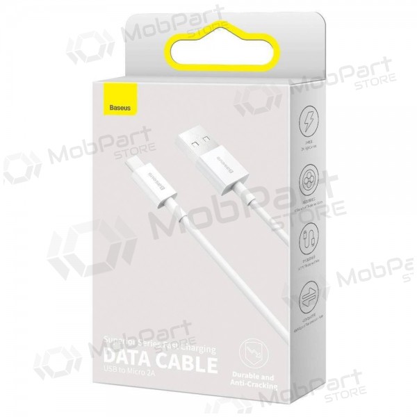 USB-kabel Baseus Superior microUSB 2A 2.0m (vit) CAMYS-A02