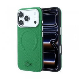 Apple iPhone 18 Pro Max fodral - Lacoste PVC Petit Pique Semi Wrap Embossed MagSafe (grön)