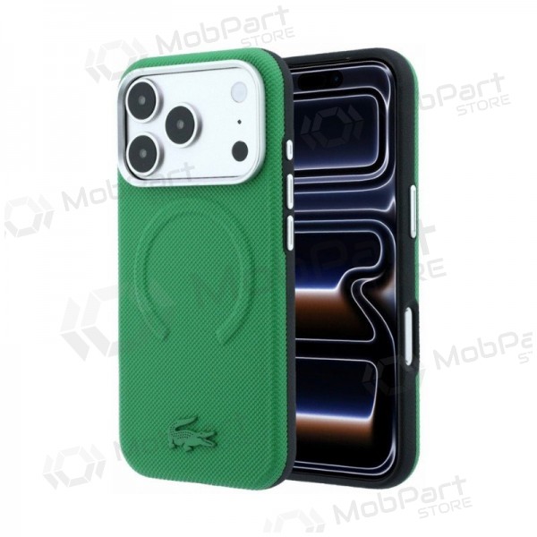 Apple iPhone 18 Pro Max fodral - Lacoste PVC Petit Pique Semi Wrap Embossed MagSafe (grön)