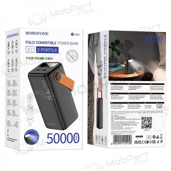 Powerbank Power Bank Borofone BJ66A 22.5W+PD20W 50000mAh svart