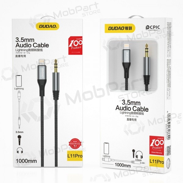 Ljudkabel Dudao L11Pro Lightning till 3.5 mm 1 m svart