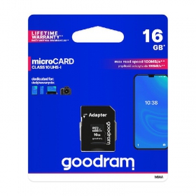 Minneskort GOODRAM MicroSD 16GB (class10 UHS-I) + SD Adapter