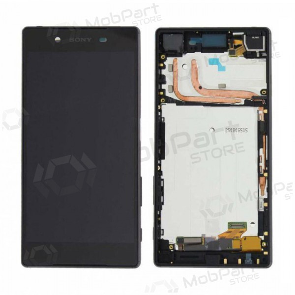 Sony E6603 / E6653 Xperia Z5 skärm (svart) (med ram) (begagnad grade B, original)