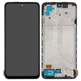 Xiaomi Redmi Note 10 / Redmi Note 10S / Poco M5s skärm (svart) (med ram) (OLED)
