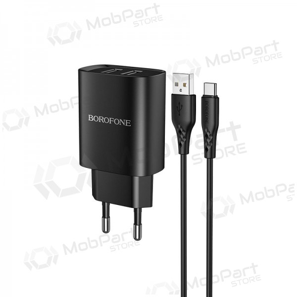 Laddare Borofone BN2 2xUSB 2.1A + USB Type-C (svart)