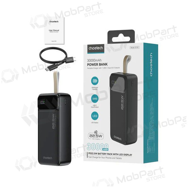 Powerbank Power Bank Choetech B730 22.5W 30000mAh svart