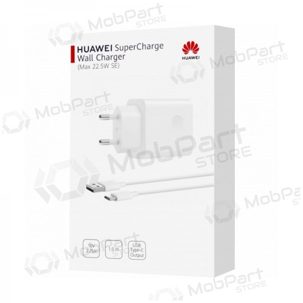 Laddare original Huawei CP404B SuperCharge 22.5W + kabel Type-C 1m förpackningen innehåller vit