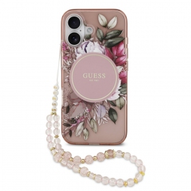 Apple iPhone 17 fodral - Guess IML Flowers Strap MagSafe
