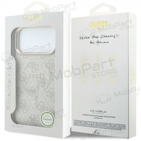 Apple iPhone 18 Pro Max fodral - Guess PU Leather 4G Gold Frame Embossed MagSafe (rosa)