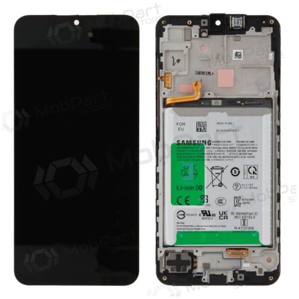 Ekranas Samsung A166 A16 5G su lietimui jautriu stikliuku och rėmeliu och batteri Black original (service pack) Ekranas Samsung A166 A16 5G su lietimui jautriu stikliuku och rėmeliu och batteri Black original (service pack)