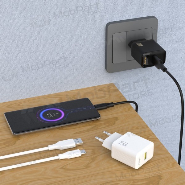 Telefonladdare Dudao A23T 12 W USB-A med USB-C-kabel 1 m svart