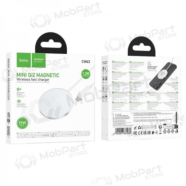 Trådlös laddare Hoco CW63 15 W Qi2 vit
