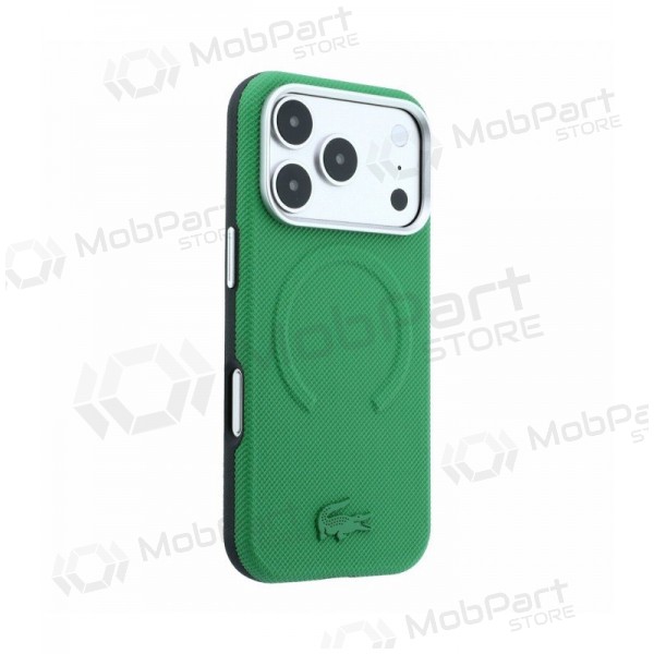Apple iPhone 18 Pro fodral - Lacoste PVC Petit Pique Semi Wrap Embossed MagSafe (grön)