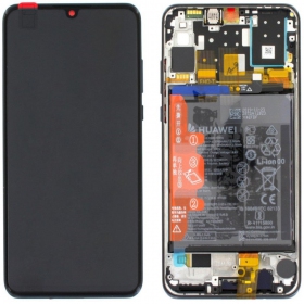 Huawei P30 Lite New Edition 2020 (02353FPX/02353DQU) skärm (svart) (med ram och batteri) (service pack) (original)