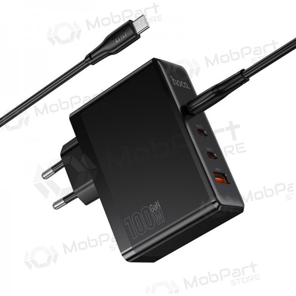 Nätladdare Hoco N85 100 W 3x USB-C + USB-A med USB-C kabel 2 m svart