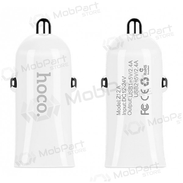 Billaddare HOCO Z12 Elite Dual USB (5V 2.4A) (vit)