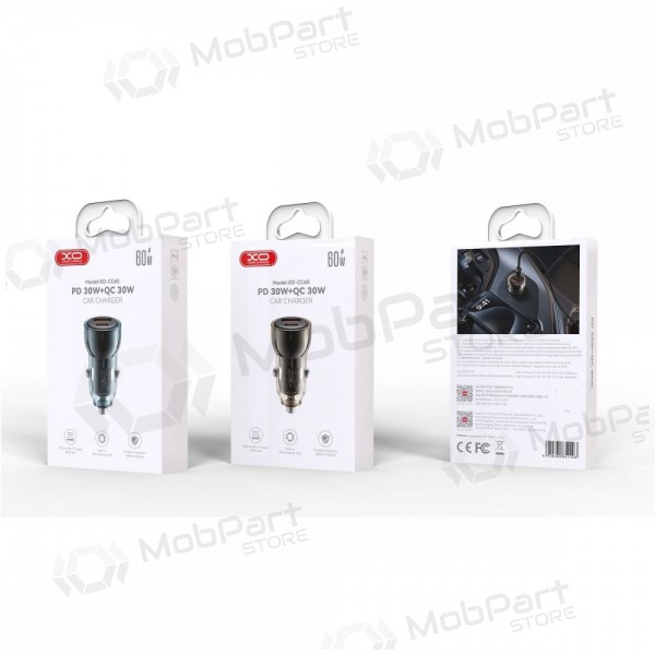 Billaddare XO CC60 USB-A/USB-C 60W blå