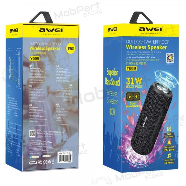 Bluetooth bärbar högtalare Awei Y669 31W svart