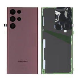 Samsung S908 Galaxy S22 Ultra baksida / batterilucka (Burgundy) (begagnad grade A, original)