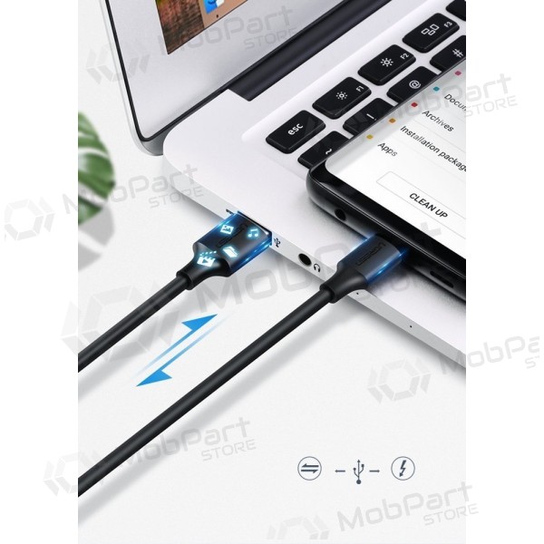 USB kabel Ugreen US287 USB to USB-C 3A 1.0m svart