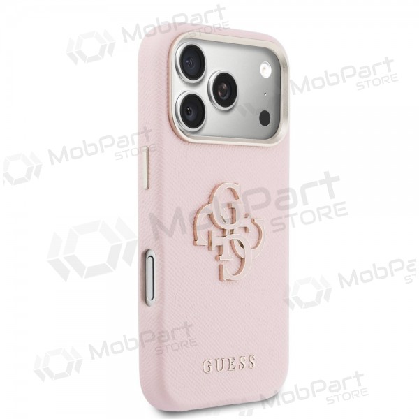 Apple iPhone 17 Pro Max fodral - Guess PU Grained 4G Resin Metal Logo (rosa)