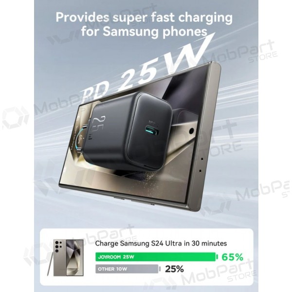 Laddare Joyroom JR-TCF23 USB-C 25W + USB-C to USB-C cable 1.0m svart