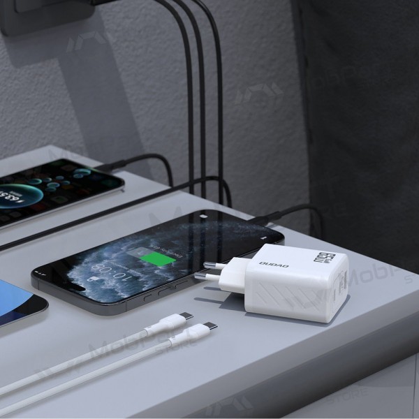 Telefonladdare Dudao A28PC 45 W GaN 2x USB-C med USB-C-kabel 1 m svart