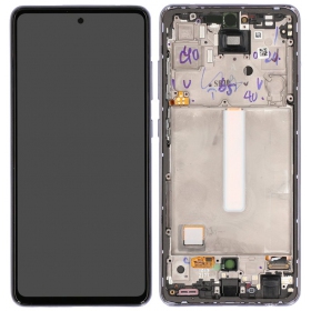 Ekranas Samsung A525/A526 A52 4G/5G 2021 su lietimui jautriu stikliuku och rėmeliu Awesome Violet OLED (real size)