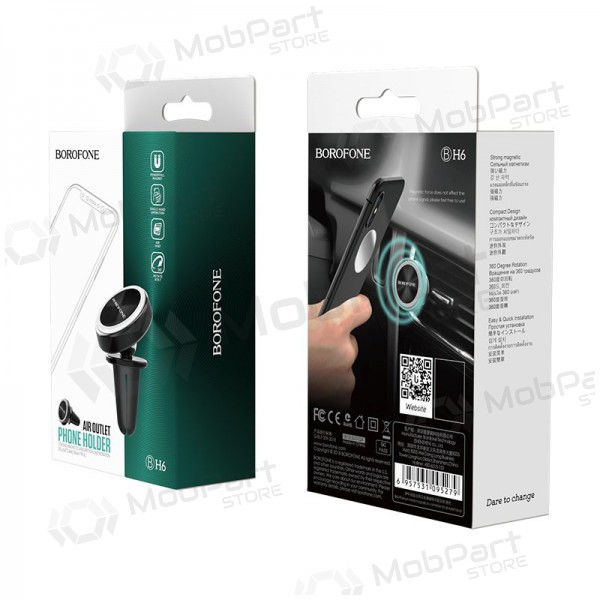 Automobilinis Universell telefono laikiklis Borofone BH6, tvirtinamas ant ventiliacijos grotelių, magnetinis, svart