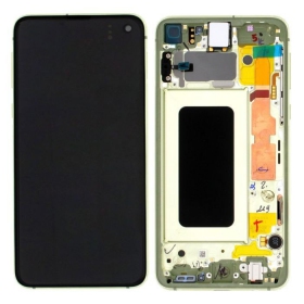 Samsung G970F Galaxy S10e skärm (Canary Yellow) (med ram) (begagnad grade A, original)