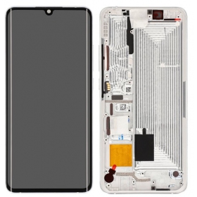 Xiaomi Mi Note 10 / Mi Note 10 Pro / Mi Note 10 Lite skärm (vit) (med ram) (service pack) (original)