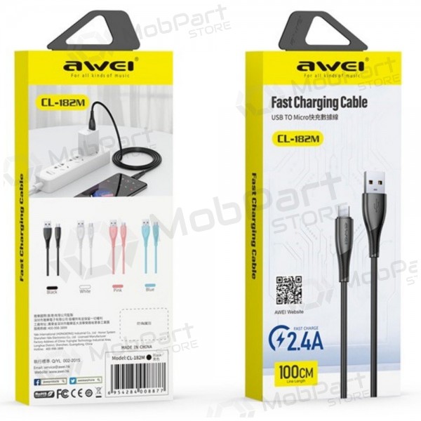 Micro USB-kabel Awei CL-182M USB-A till Micro USB 1 m svart