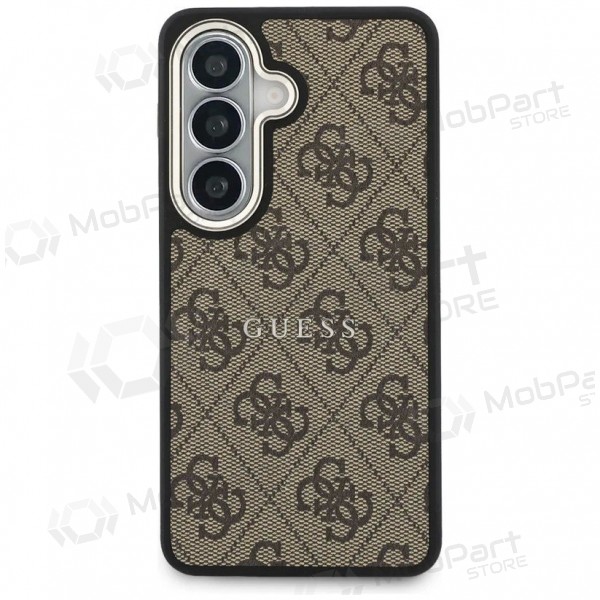 Samsung Galaxy S26 fodral - Guess PU Leather 4G Gold Frame Magnetic (brun)