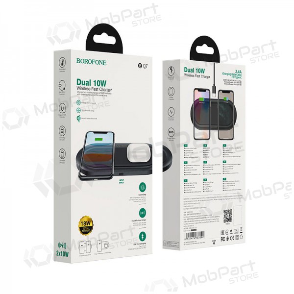 Laddare trådlös Borofone BQ7 Prominent Dual (10W) (svart)
