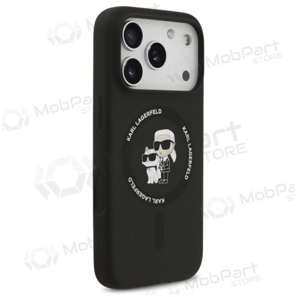 Apple iPhone 17 Pro fodral - Karl Lagerfeld Liquid Silicone Karl and Choupette MagSafe (svart)