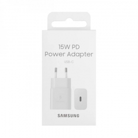 Laddare original Samsung EP-T1510NWEGEU 15W förpackningen innehåller vit